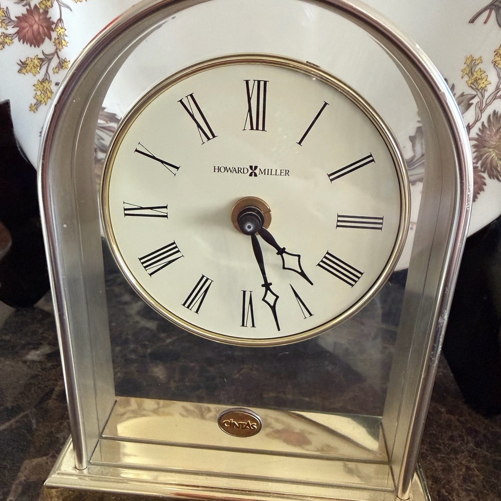 Howard Miller - Silver and Cream Mantel Corporate Mantle or Desk Clock